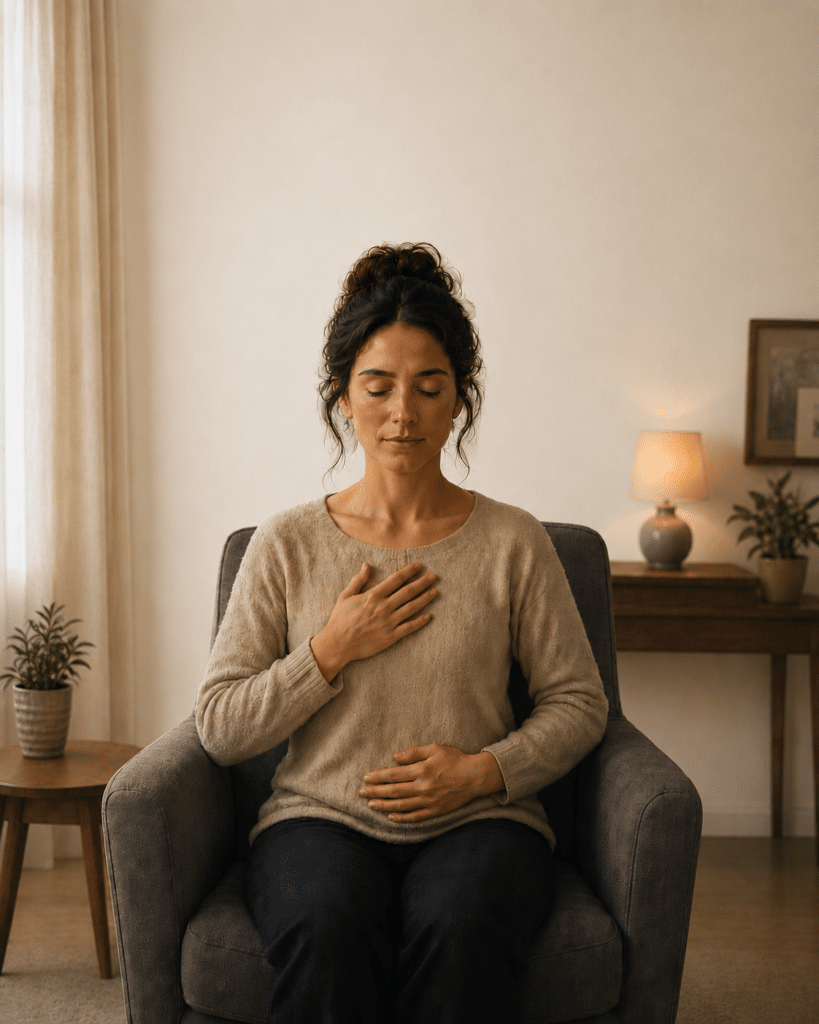 Personne en train de réaliser une séance de Focusing de la Relation intérieure